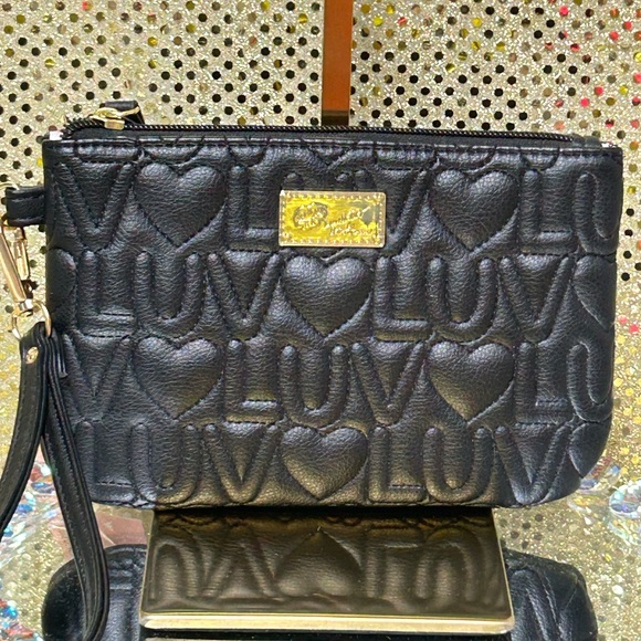 Betsey Johnson Handbags - Betsey Johnson Black Quilted 'Luv' Wristlet Clutch Approx. 8 x 5